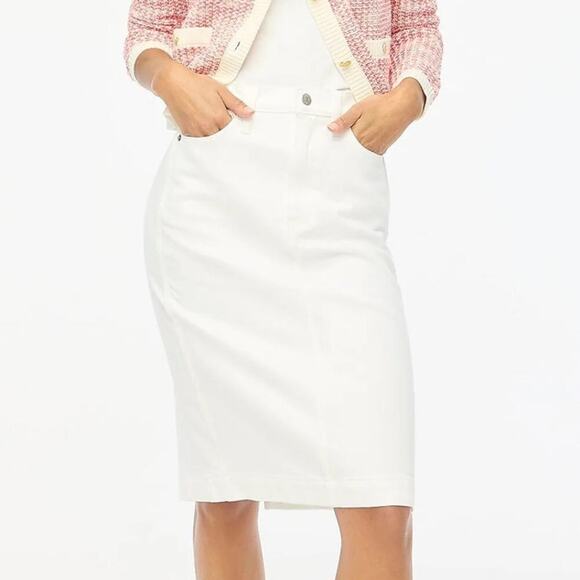 J. Crew Skirt Jean Denim A-Line Pencil Midi 5-Pocket Design White NWT Size 16 - Picture 1 of 11